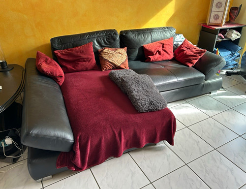 Vito ecksofa leder schwarz - ecksofa,