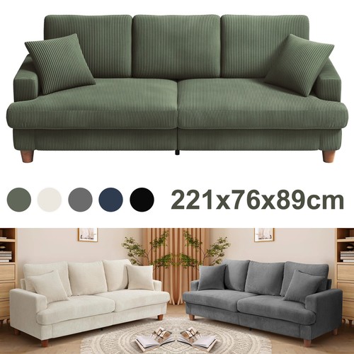 221cm sitzer cord sofa - 3-sitzer, 53cm