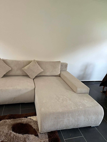 Beiges cord ecksofa - beiges, l