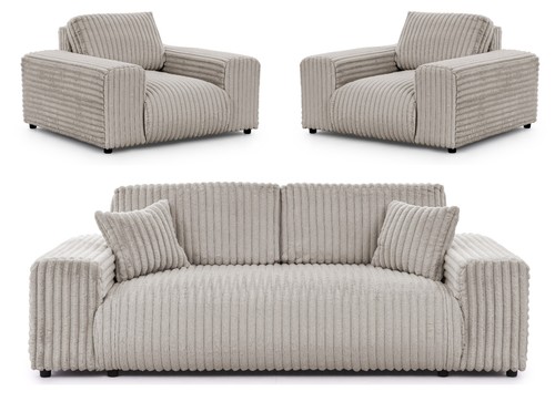 Sofa set cord hellgrau - cord, mit